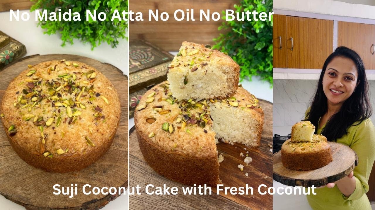 ताजे नारियल से बिना Maida,Atta बिना Oil,Butter सूजी से Kadai में बना | Coconut Cake | Diwali Special
