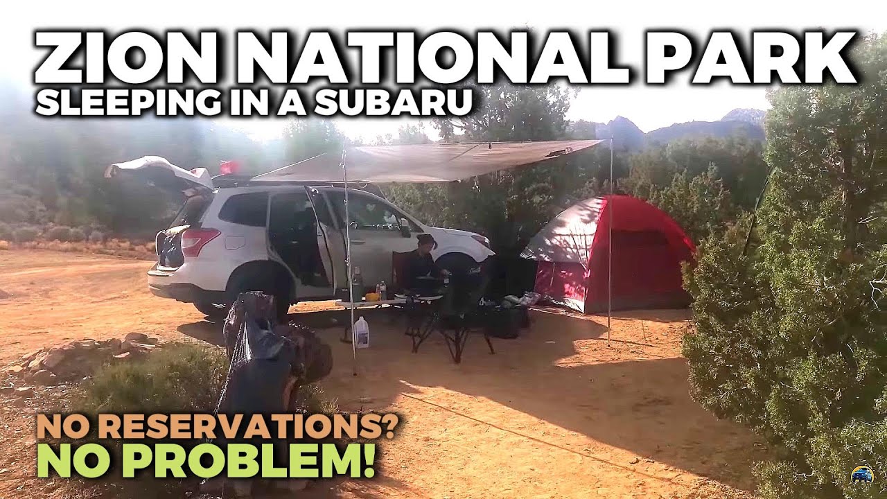 SJ Forester - Zion National Park.  No campsite, NO PROBLEM!  Sleeping 2 in the Forester