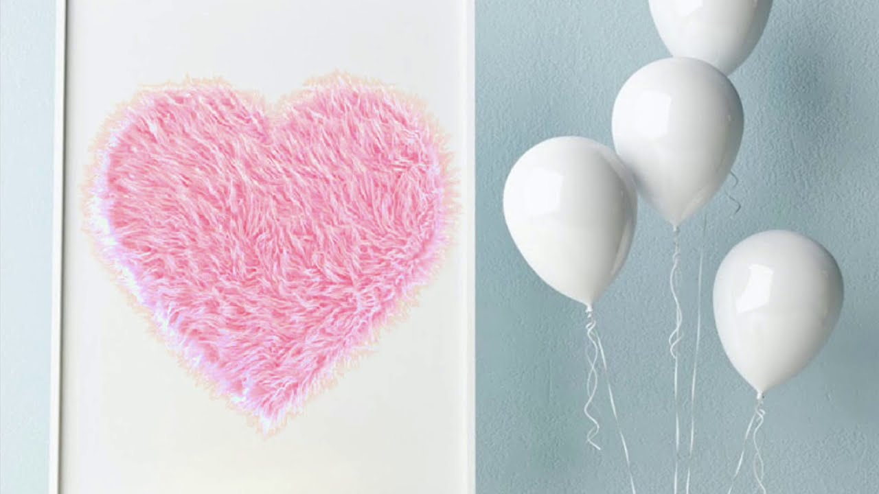 DIY Giant Fur Heart Wall Art