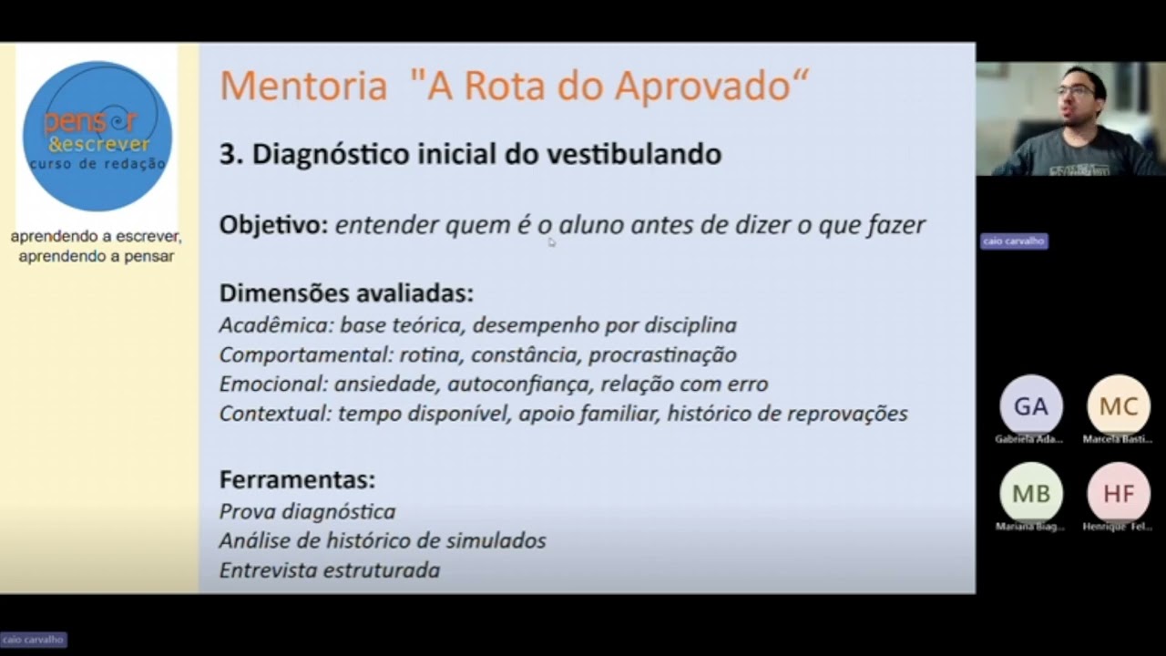 Aula de apresentação 4 - live com Professor Caio Carvalho sobre Mentoria e Preparação