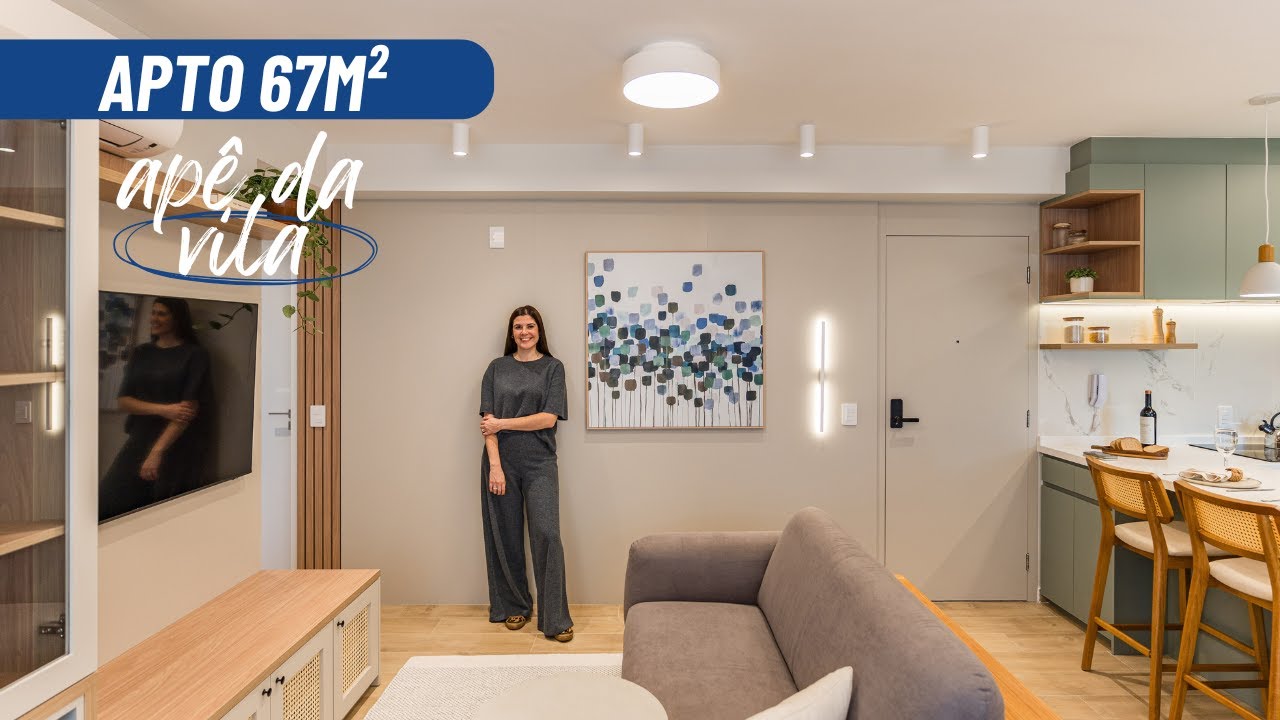TOUR APARTAMENTO 67M&sup2; TONS NEUTROS E COZINHA VERDE