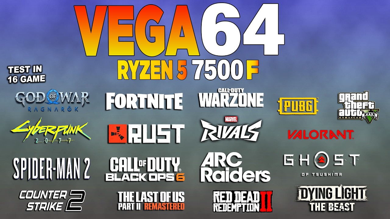 RX VEGA 64 + Ryzen 5 7500F - Test in 16 Games 1440p Still Worth Buying?