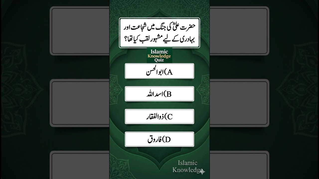 Do you know Hazrat Ali (RA) Bravery Title ⚔️ | Islamic Quiz 