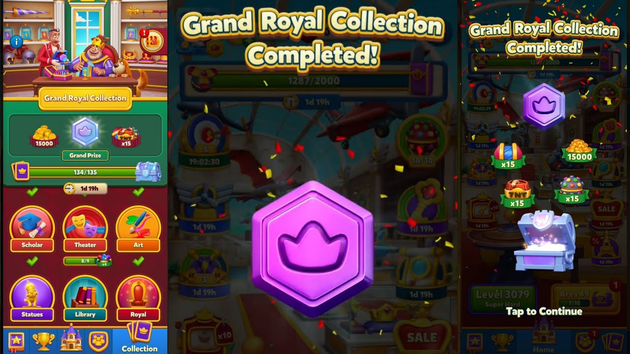 ROYAL MATCH‼️ EVENT GRAND ROYAL COLLECTION AND GET CRYSTAL ROYAL BADGE 🍀 #ROYALMATCH #GAMES #PUZZLE