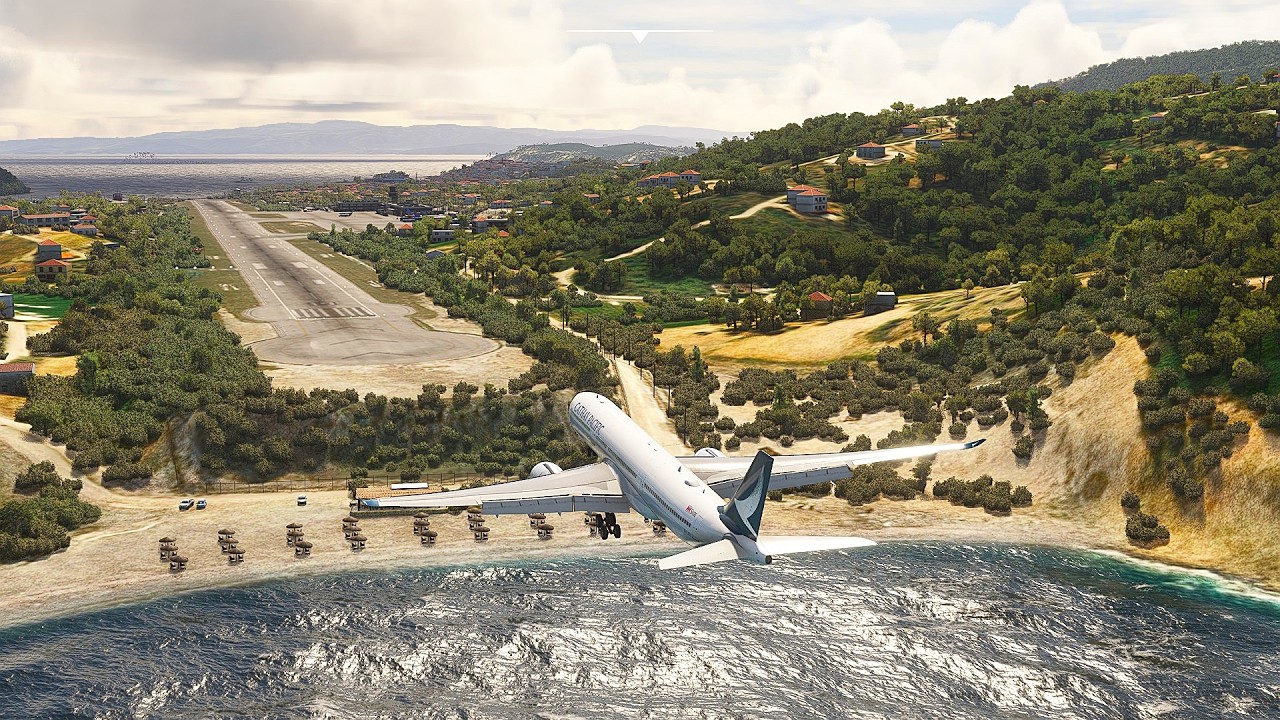 Shocking A330 CATHAY PASIFIC Touch and go around at Skiathos international Airport