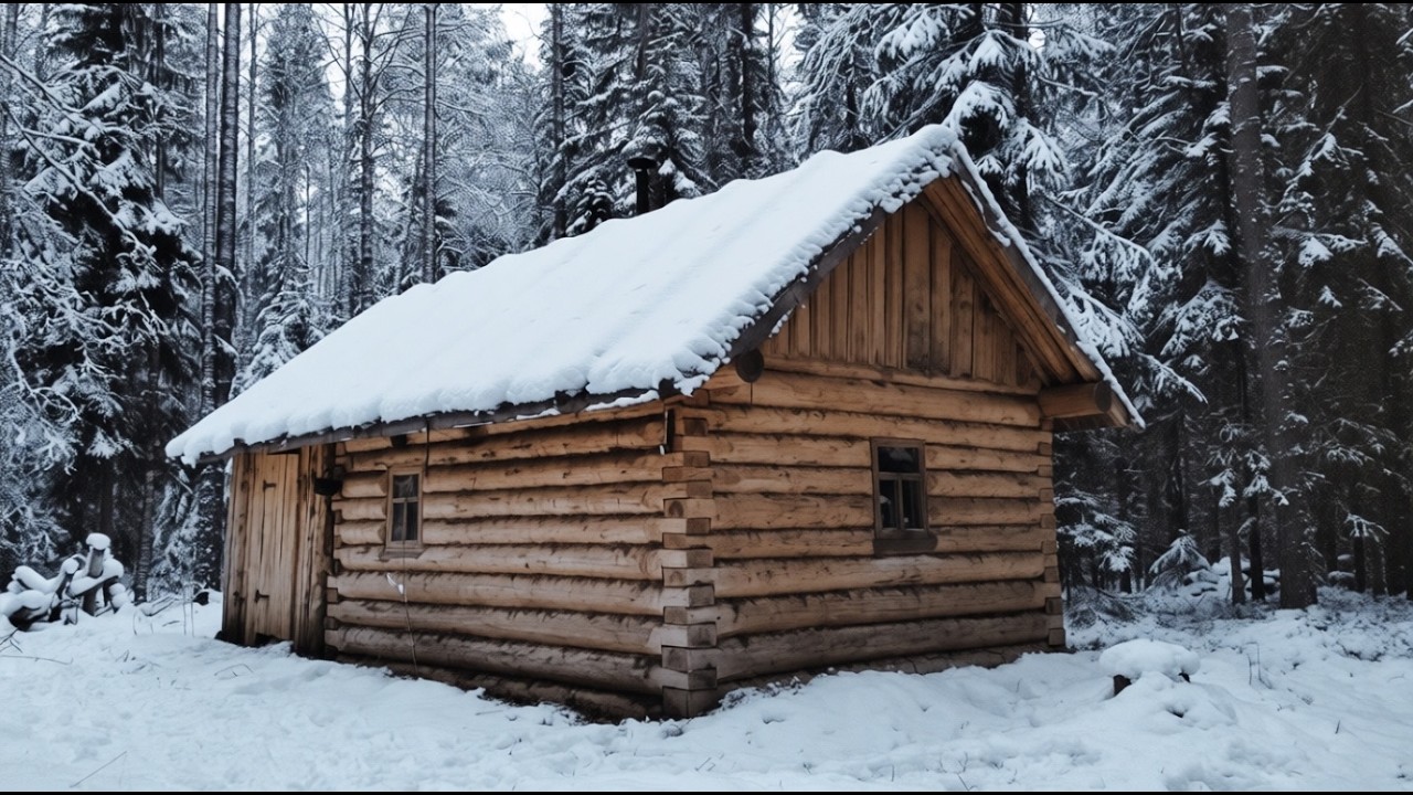 Живу в избушке на озере. Первый лёд. Жерлицы на щуку.