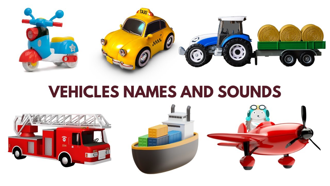 Learn Transportation Vehicle Names & Sounds With Toy Pictures - Transportation Flashcards For Kids