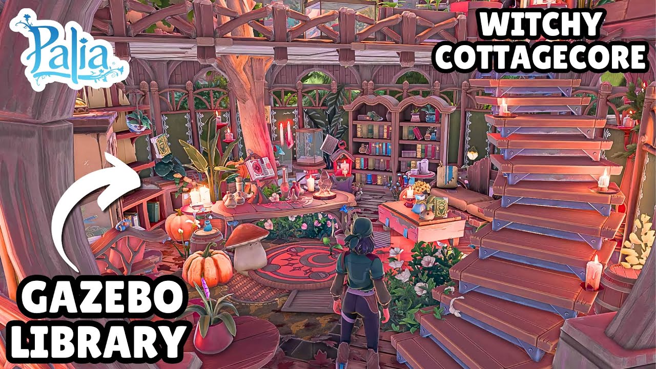 ~PALIA~COZY LIBRARY GAZEBO//WITCHY COTTAGECORE OVERGROWN LIBRARY//FALL PALIA DESIGN//PALIA STAIRS