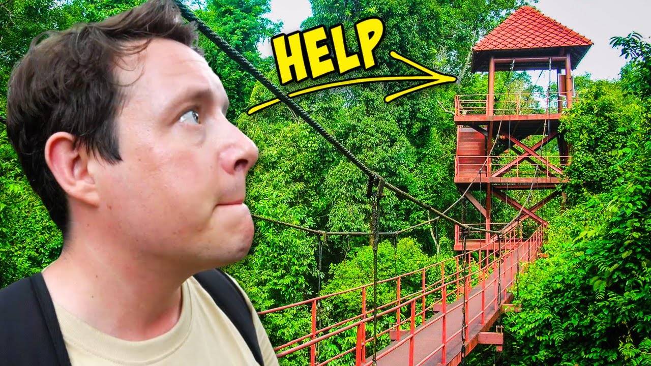 Walking On A Metal Canopy During A Storm in Thailand