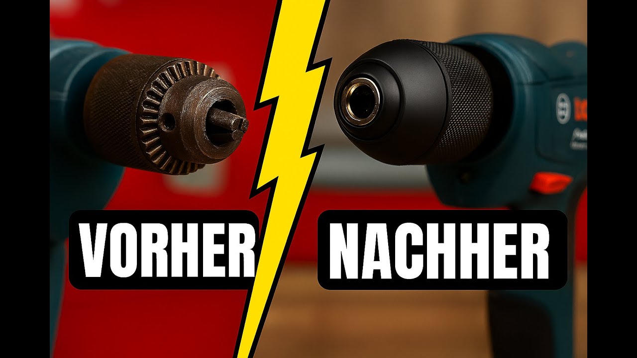 Defektes Bohrfutter selber auf Schnellspannfutter umrüsten. Bosch GSB 18RE Professional