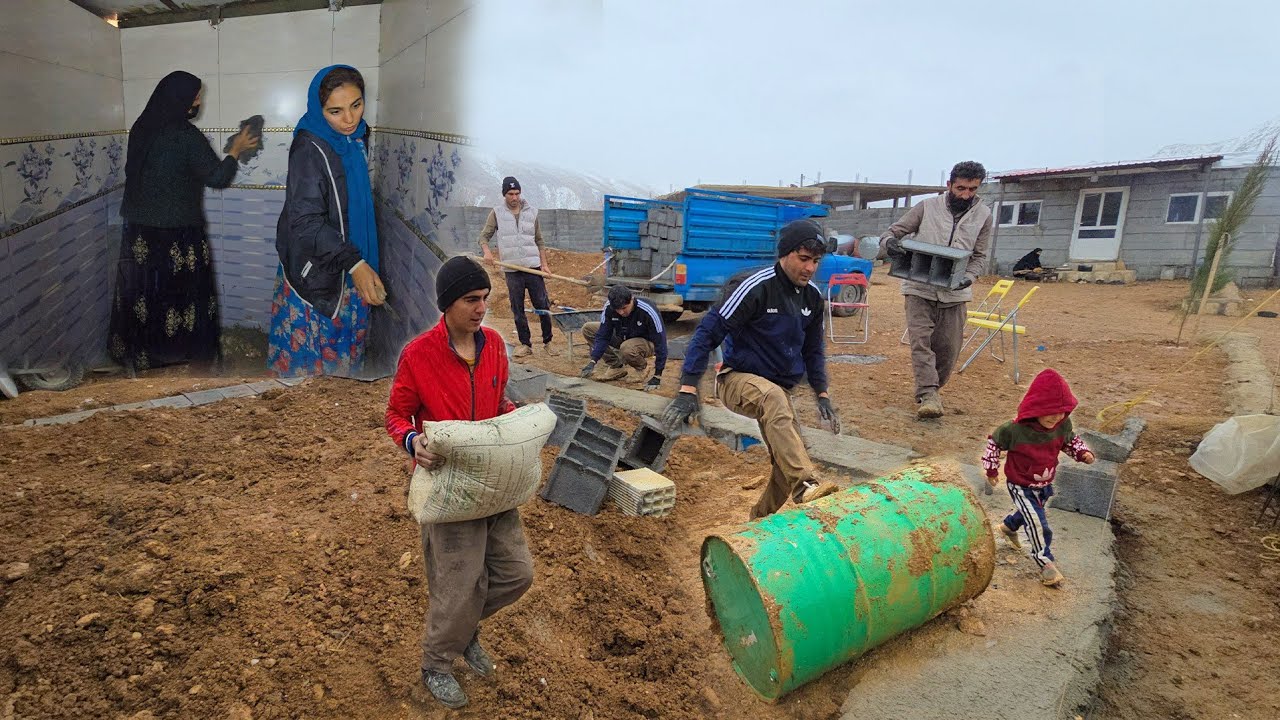 🌨️🏕️Amir and Family: Building Milad's House on a Rainy Day!