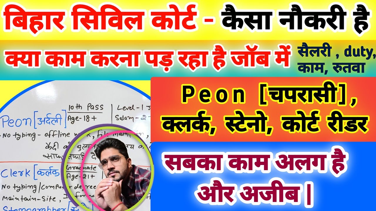 Bihar Civil Court में गजब का काम मिलेगा | Peon/Clerk/Steno/Reader का काम अच्छा है| Job Profile |