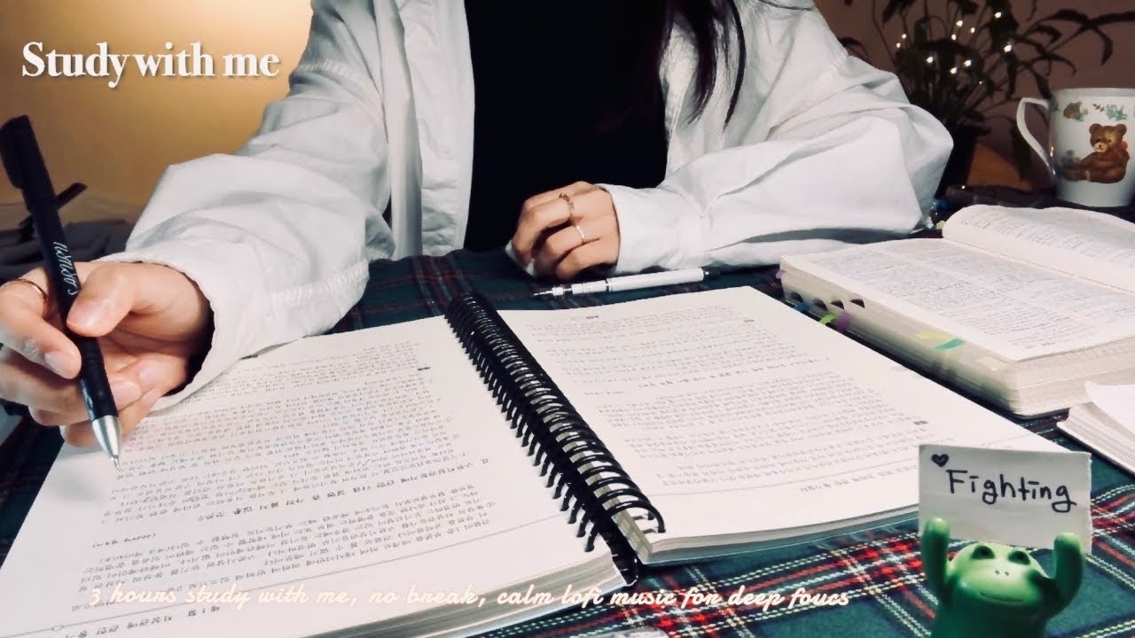 🌙 3-HOUR Study With Me late at night ✍️ Lofi Music & Real background Sounds | No Break, Deep Focus 