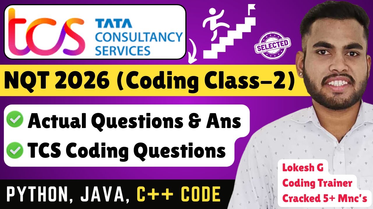 🔥TCS NQT Coding Questions & Answers 2026 | Class-2 | TCS Actual Coding Questions |TCS FREE NQT 2026