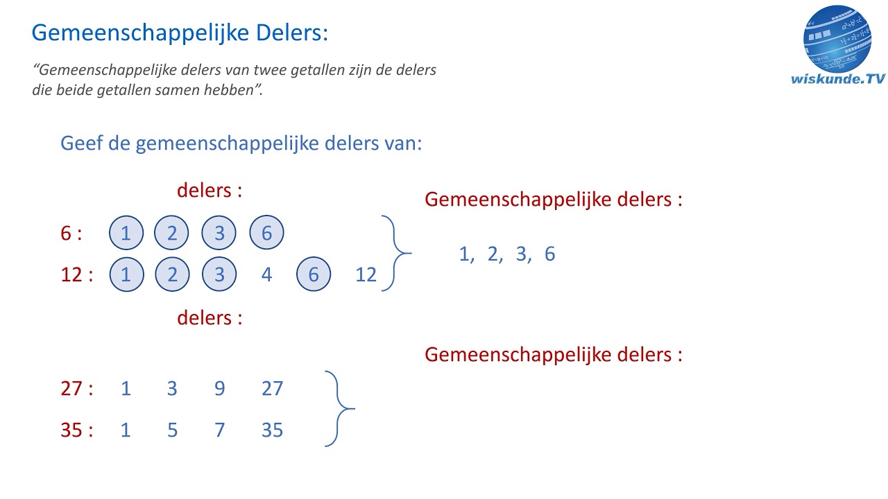 grootste gemeenschappelijke deler - wiskunde TV