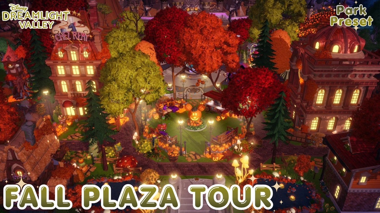 COZY FALL PLAZA TOUR | Autumn Decorating Inspiration + Functional Layout | Disney Dreamlight Valley