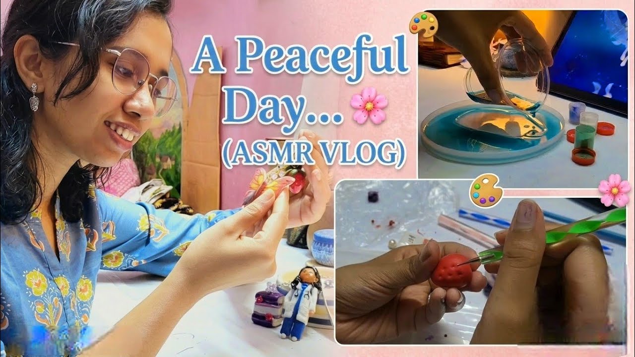 A peaceful day✨pouring resin and sculpting clay charms.. 