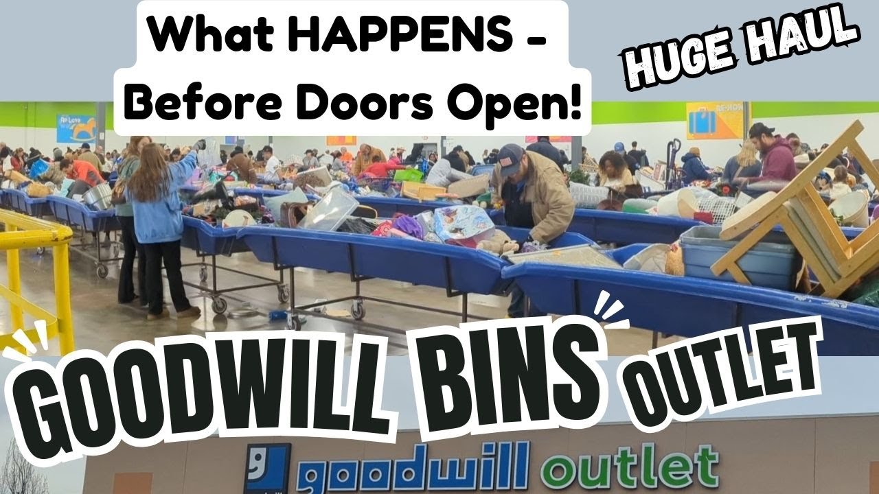 Goodwill Outlet Bins Large Haul - What Happens Before Doors Open - Thrift with Me