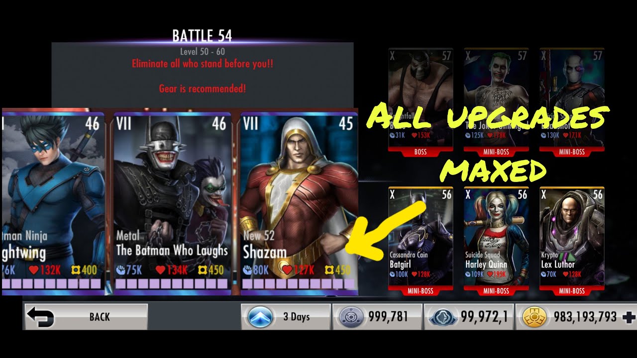 Nth metal characters all upgrades maxed: Injustice Gods among us 3.4