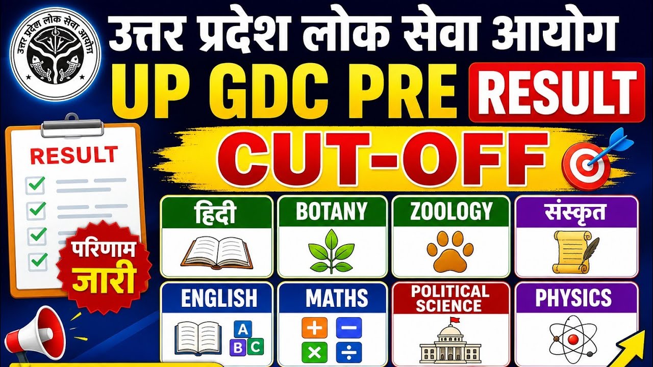 UPPSC GDC result out/ Cutoff/ hindi, sanskrit, maths, physics, botany, zoology, political science...