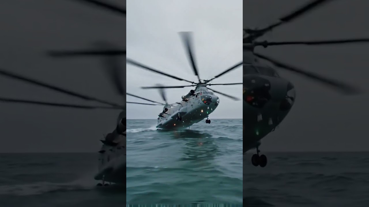 Military Helicopter Water Landing (CH-47 Chinook) #MilitaryAircraft