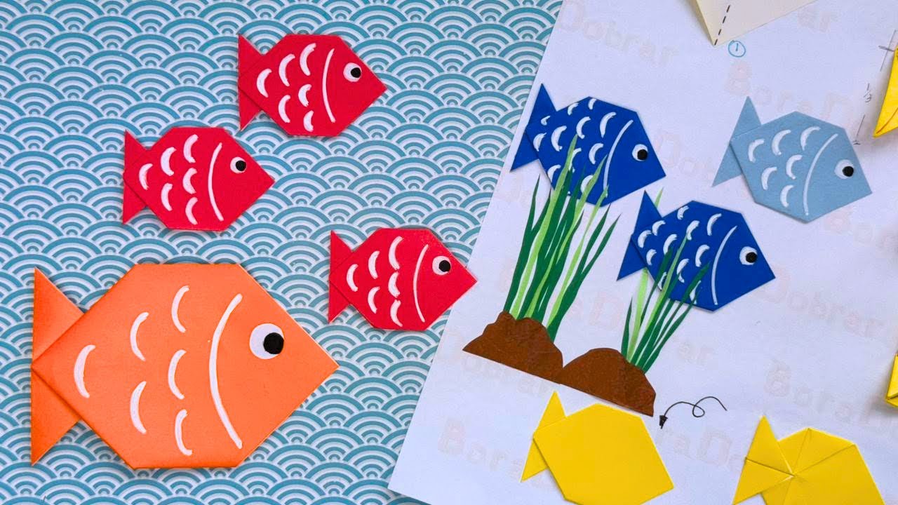ORIGAMI DO PEIXE(08) - FISH ORIGAMI(08) - PASSO A PASSO DA MONTAGEM DO DIAGRAMA DE ORIGAMI EM 3D