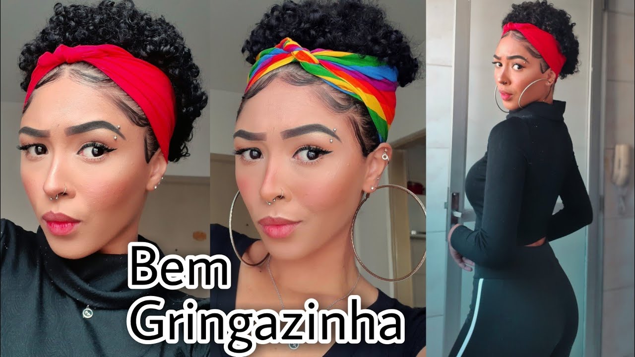 Penteado para cabelo cacheado curto | Penteado com bandana