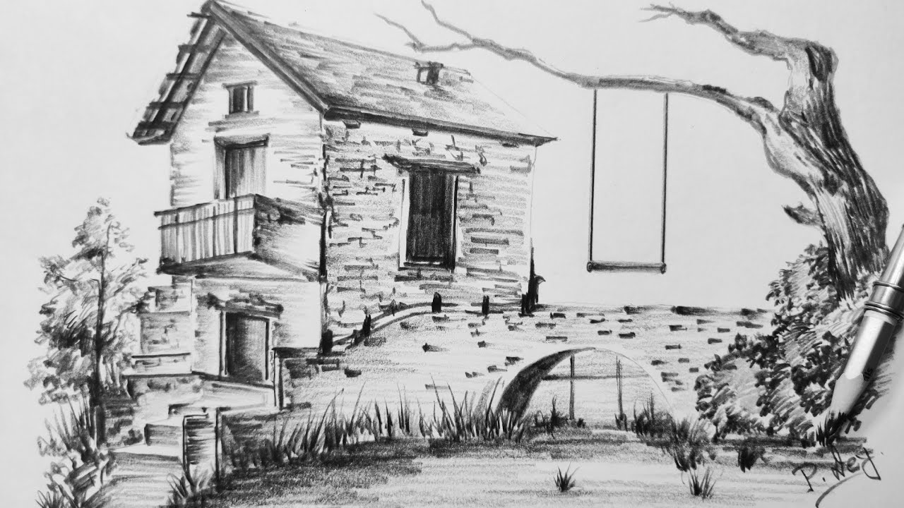 How to Draw|A #House #Pencil_Sketch Creation.