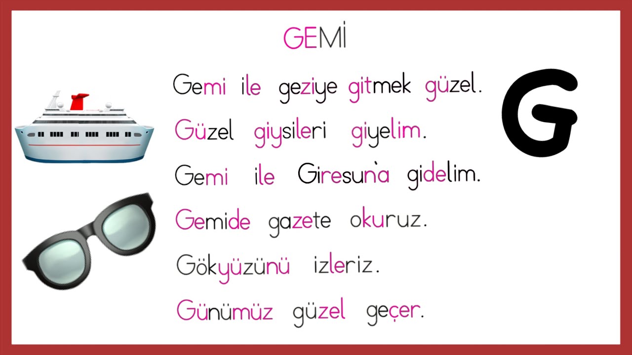G SESİ OKUMA METNİ - G Sesi Okuma Çalışması