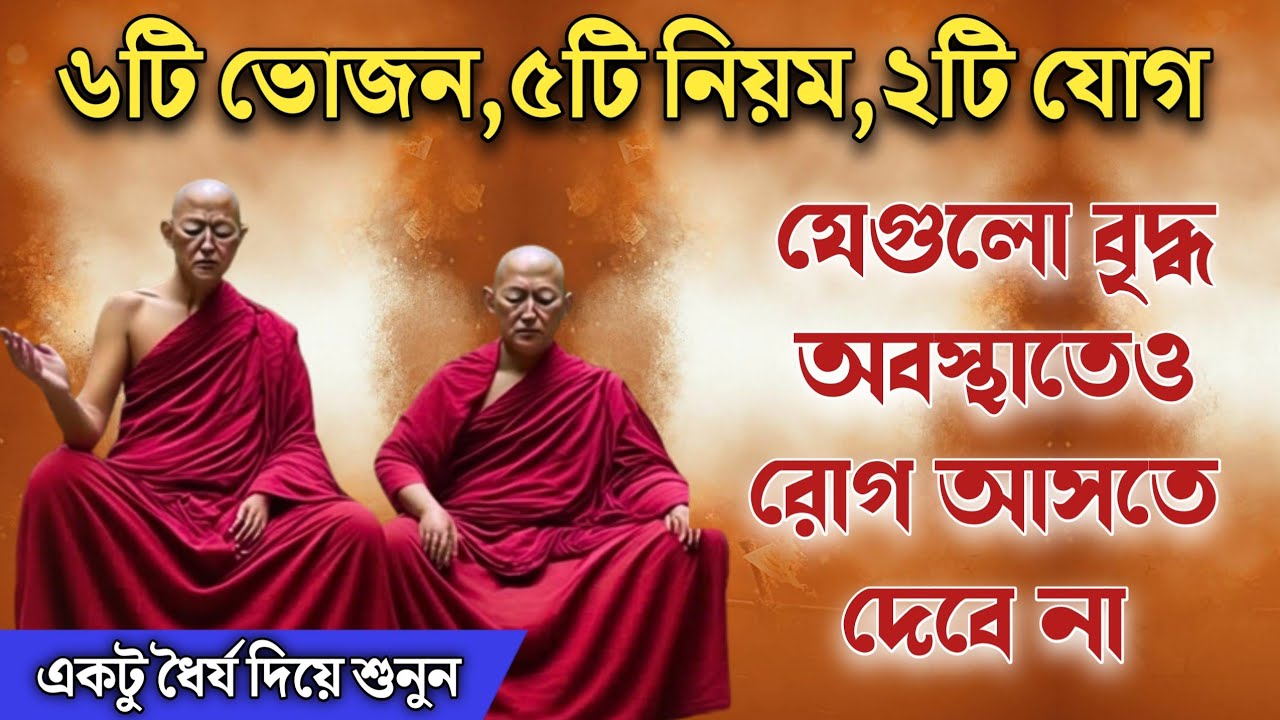 রোগব্যাধি ও বৃদ্ধাঅবস্থা থেকে বাঁচার : ৬টি ভোজন,৬টি নিয়ম এবং ৩টি যোগ | Health Tips by buddha |