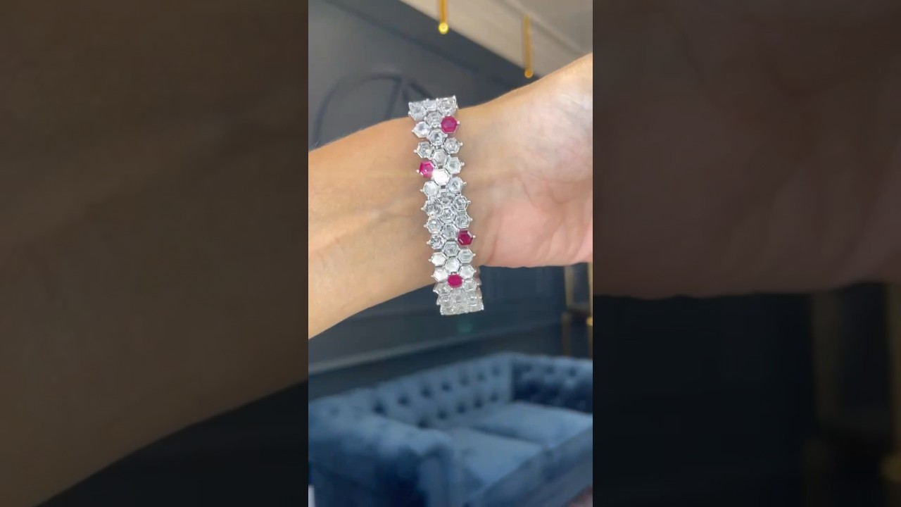 What does a Hexagon Cut Diamond and Ruby bracelet feel like #finejewelry #naturaldiamonds #jewelry