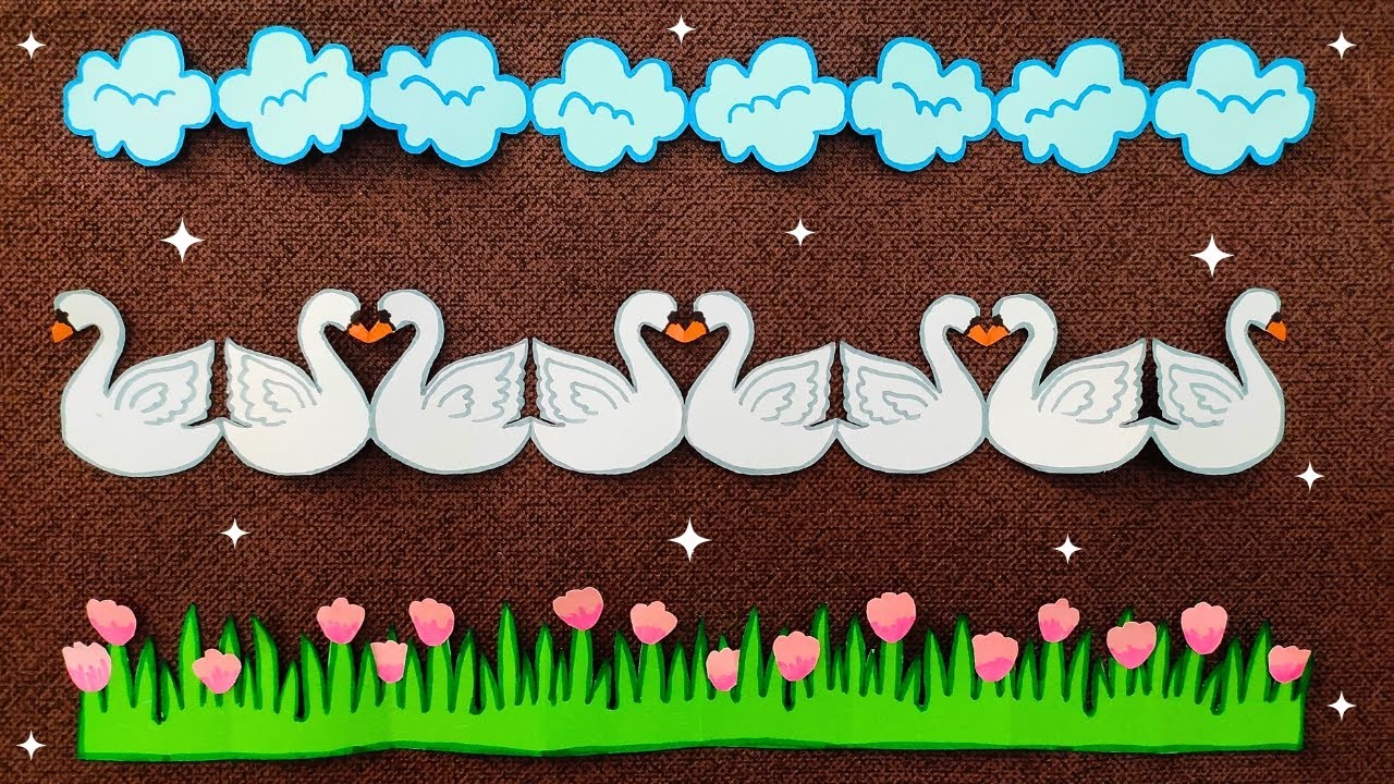 🦢 3 Easy Decorative paper Chain Ideas | Bulletin Board Border Design | Notice Board Decoration