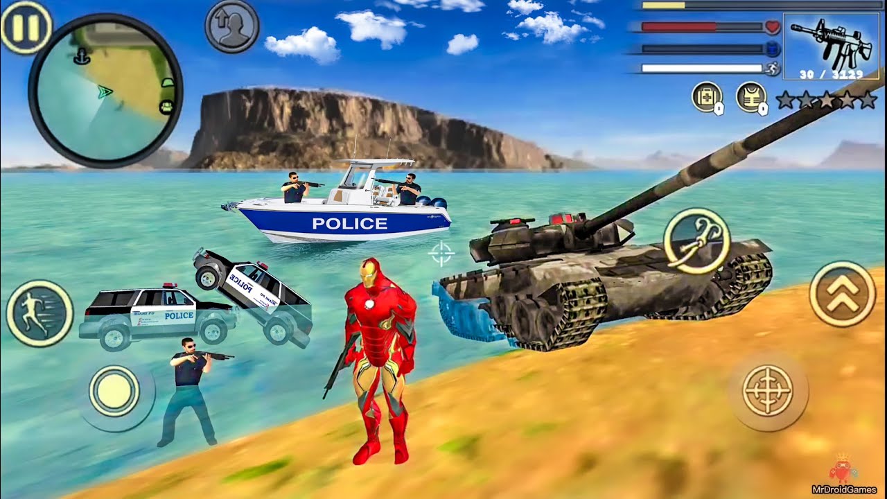 Iron Rope Hero Vice Town Tank and Helicopter - Android Gameplay