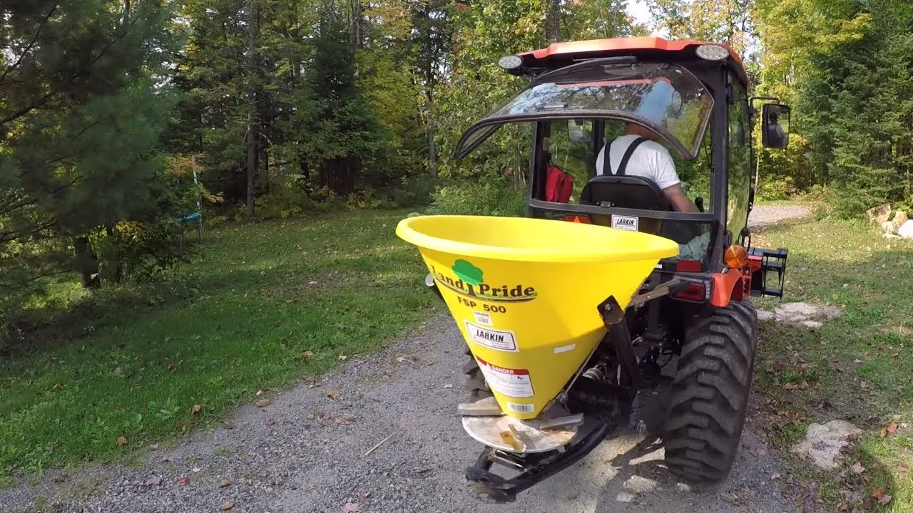 #331 Kubota LX2610 Compact Tractor. FSP500 Broadcast Spreader. Grass Seed and Hunting. outdoors.