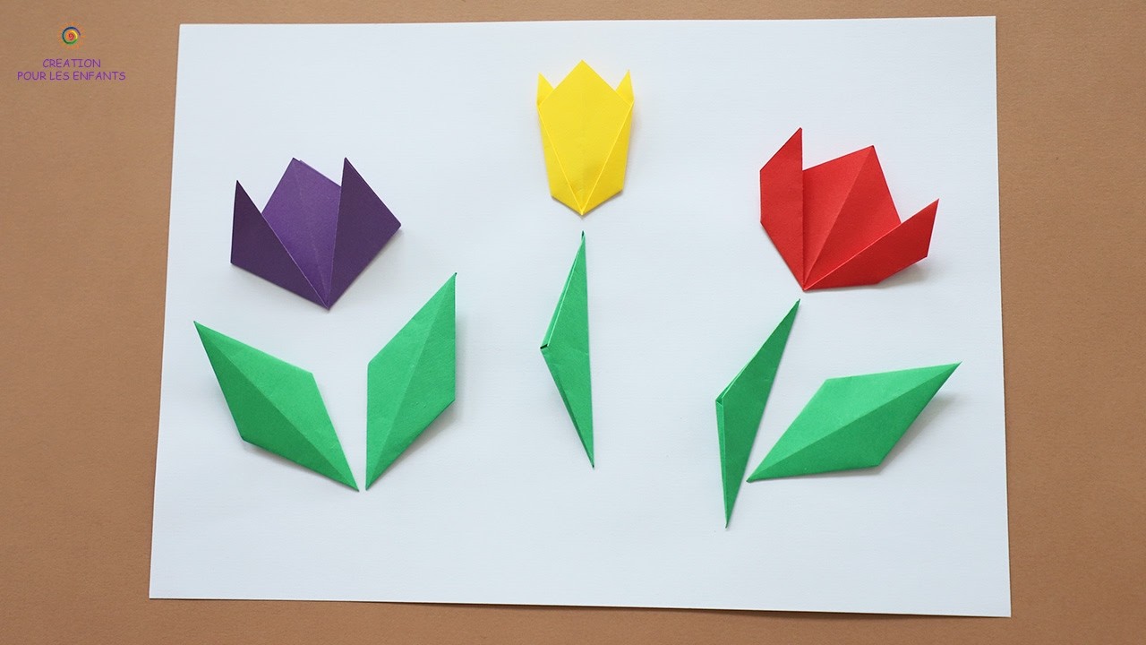 Comment faire une tulipe en papier? 🌷 Origami Tulipe Facile. Fleurs en papier.