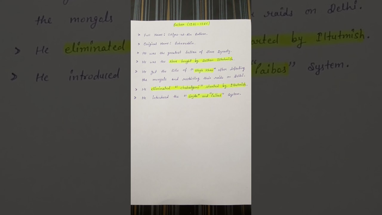 Short Notes of delhi sultanate 