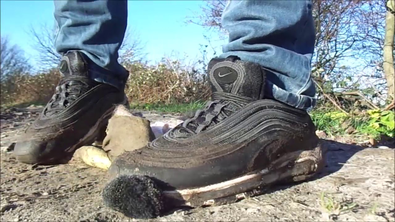 Very muddy Nike Air Max 97 stomp, trample and destroy stuffed / plush teddy