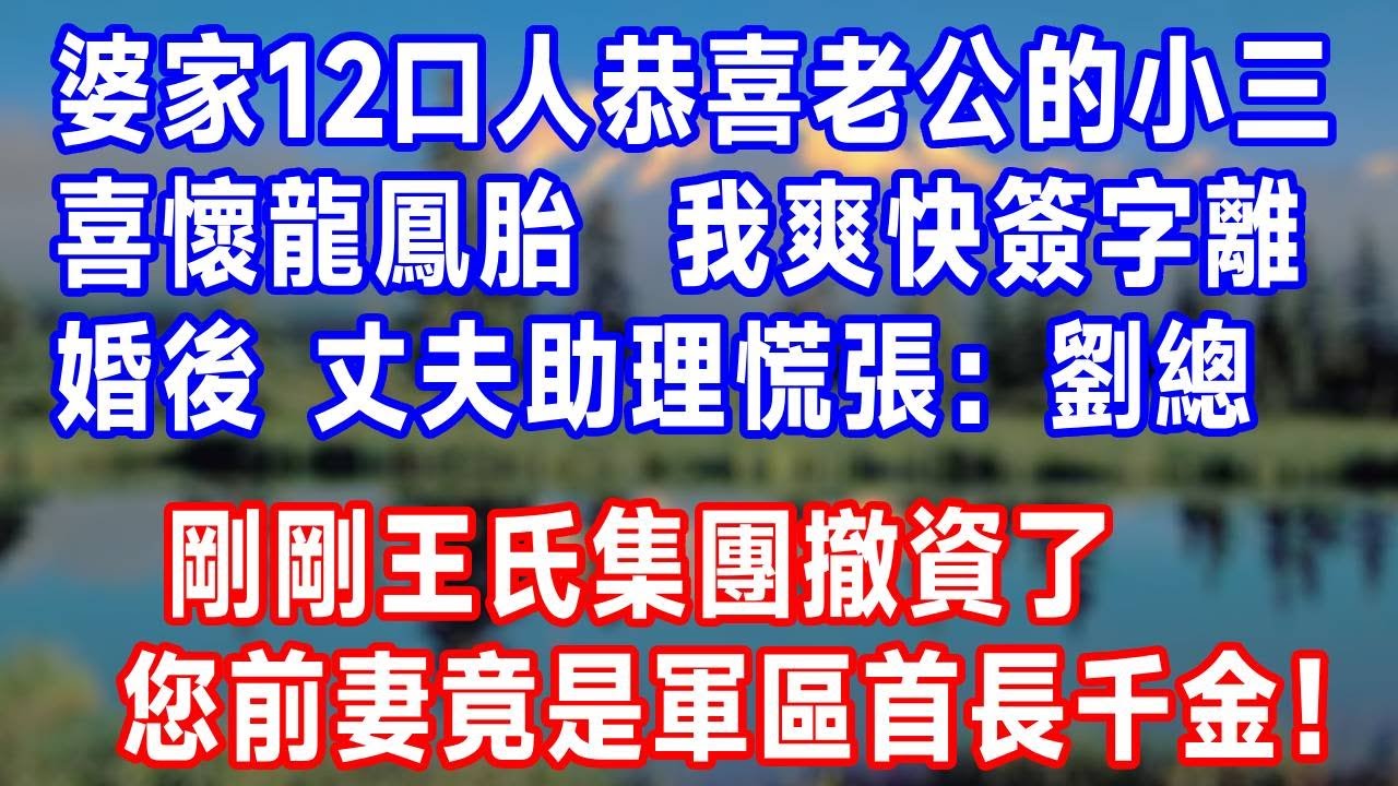 婆家12口人恭喜老公的小三，喜懷龍鳳胎！我爽快簽字離婚後，丈夫助理慌張：劉總，剛剛王氏集團撤資了，您前妻竟是軍區首長千金！#生活經驗 #故事分享 #分享