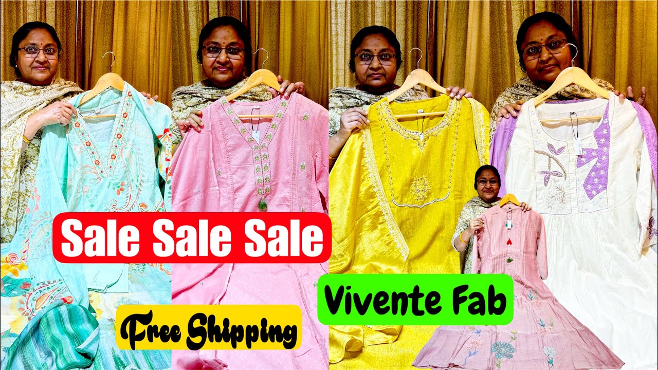 Stock Clearance Sale on Cotton 2 & 3 Pc Suit, Anarkali, Mul Chanderi, Party Wear Suit at Vivente Fab