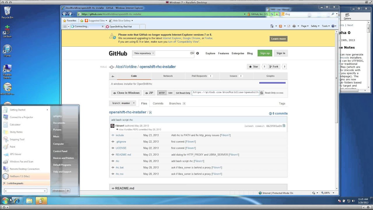 Using the OpenShift Online Windows Installer