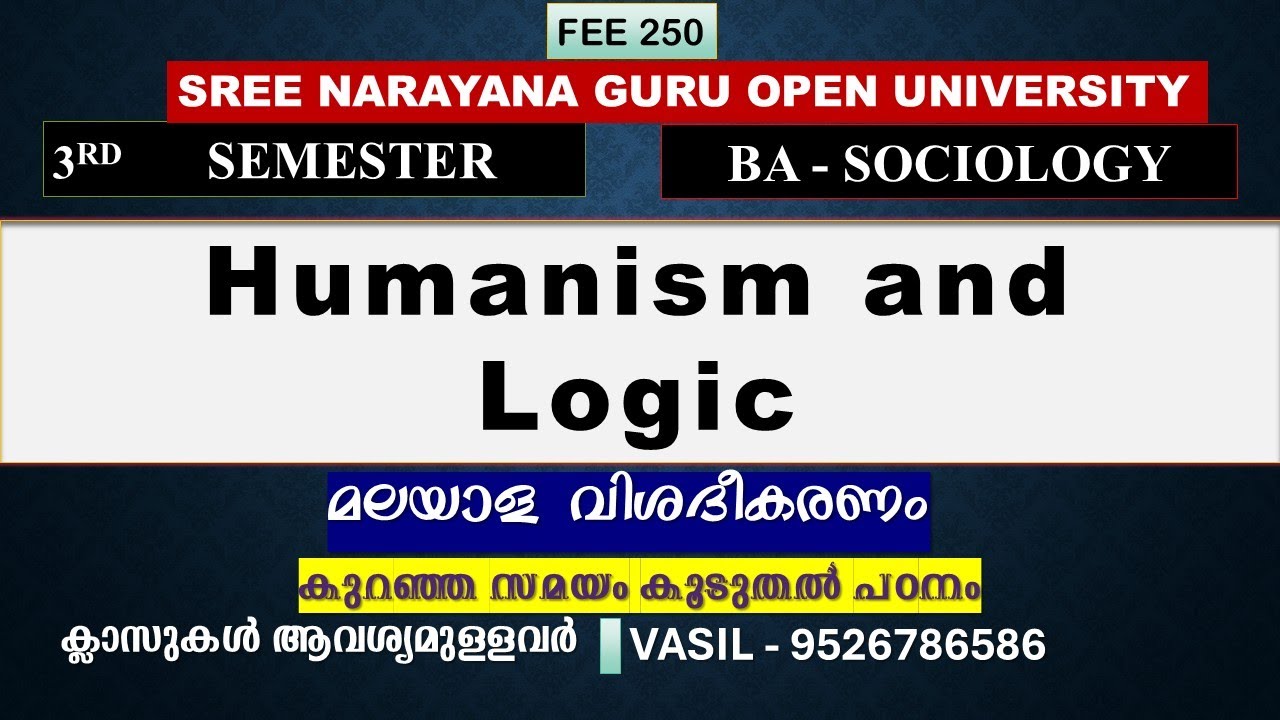 Humanism and Logic - 3 SEM BA - SGOU - 9526786586