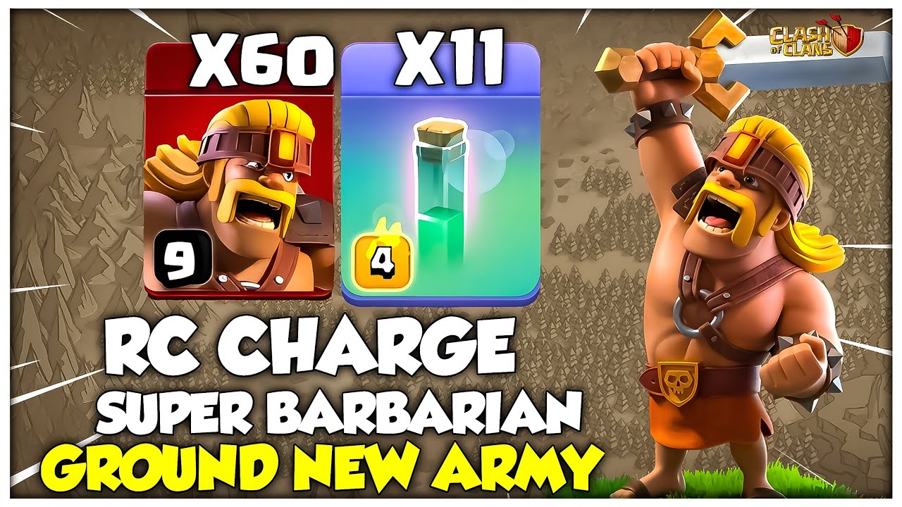 NEW TH14 Ground Attack | Th14 RC Charge Mass Super Barbarian Attack Strategy | Clash of Clans
