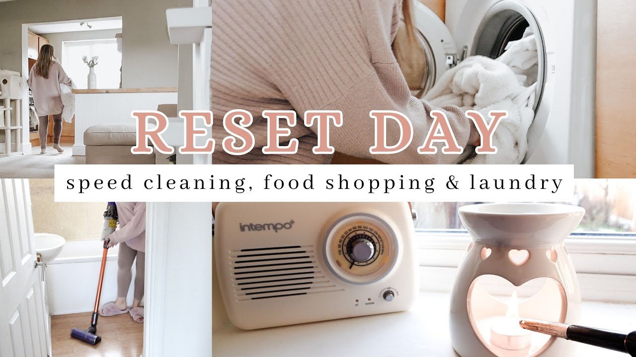 RESET DAY | speed cleaning, laundry day + weekly shop