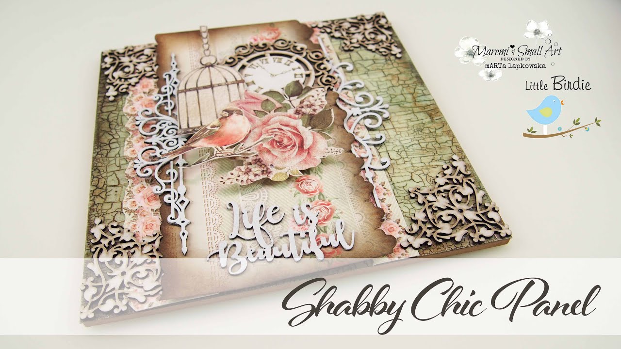 Shabby Chic Crackle Effect Mixed Media Canvas with Little Birdie ~ ✂️ Maremi's Small Art