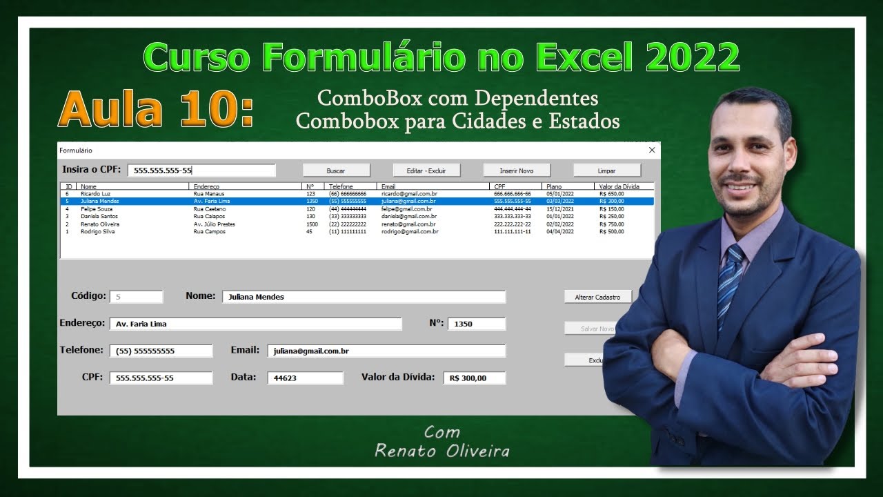 Aula 10 - Como Fazer Formulário no Excel - ComboBox Dependente para Cidades e Estados
