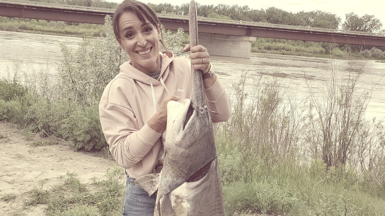 Snag fishing HUGE prehistoric paddlefish!