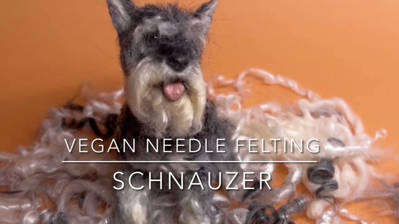Realistic Needle felting - Schnauzer - Vegan - Made with Plant-fibers