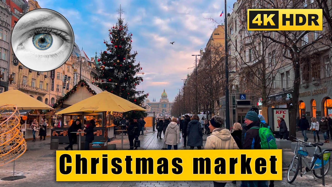 Prague's Christmas markets check walking tour: Wenceslas & Old Town Square 🇨🇿 Czech Republic 4k HDR