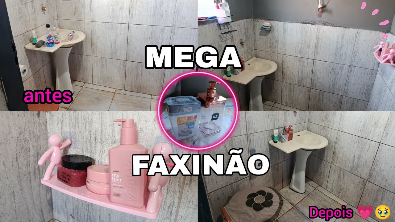 MEGA FAXINÃO NO BANHEIRO 🚽 COMO ESTÁ FICANDO MEU BANHEIRO ❤️ / COLOCAMOS PIA 