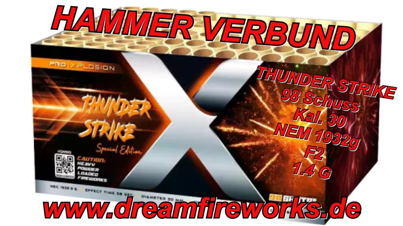 1.4G HQN98S THUNDER STRIKE 98 Schuss Kal.30 www.dreamfireworks.de